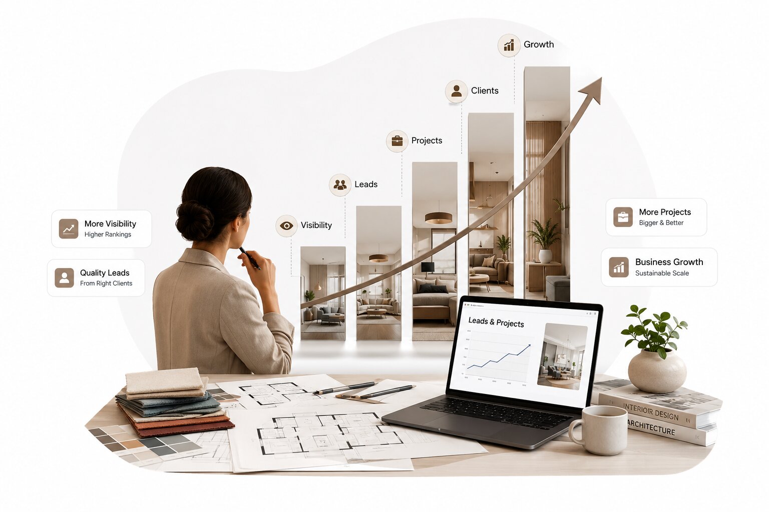 Interior design business growth infographic