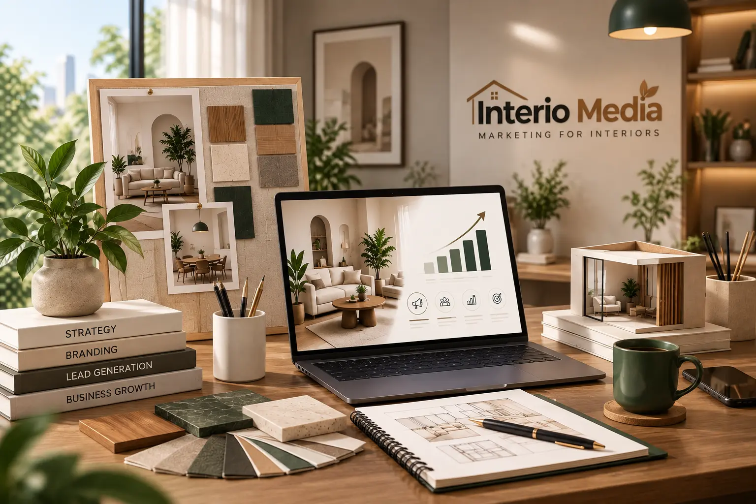 Modern architectural interior design studio workspace