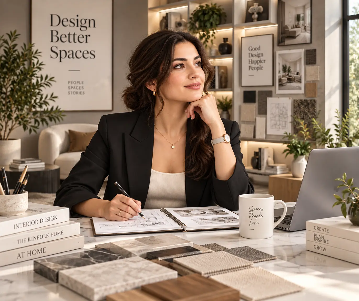 Interior Designer working in a studio